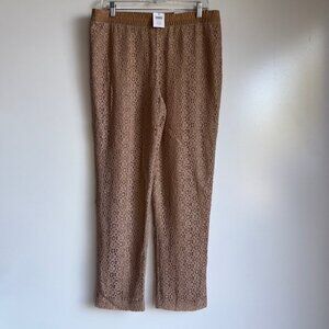 NWT CHICO'S Lace Overlay Pants Size 1= US Size 8 Camel Tan